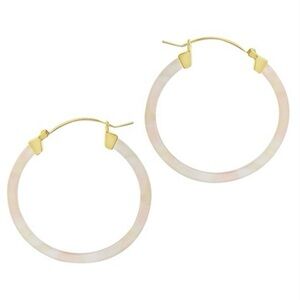 Elegant Gold and Cream Hoop Earrings